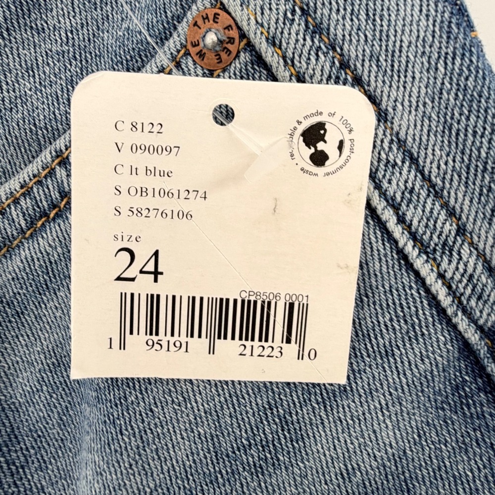 Free People We The Free Skinny Jeans Womens‎ 24 Light Blue Distressed Raw Hem - Picture 4 of 9